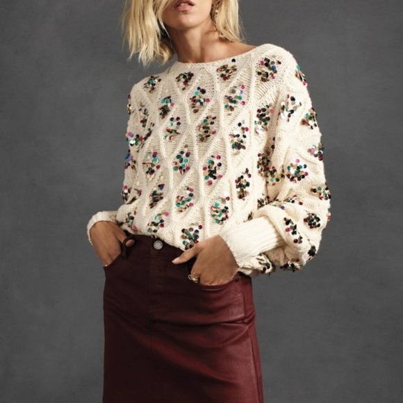 Anthropologie Sweaters - SOLD 💫HOST PICK 💫Anthropologie Lara Sequin Sweater Sz. M
